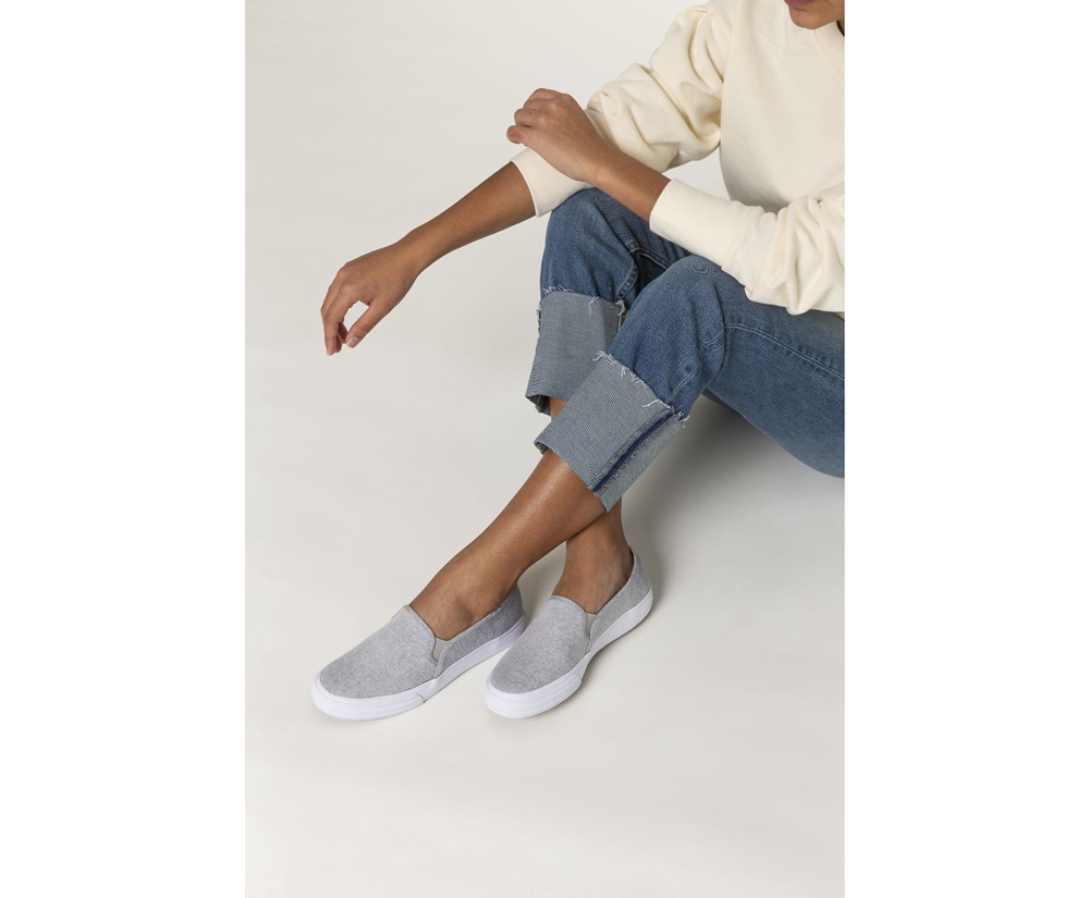 Keds Womens Slip Ons Grey - Double Decker Heathered Woven - 975YRIQAG